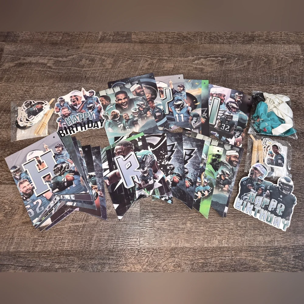 Philidelphia Eagles Football Themed Birthday Party Supplies Decorations Set NWT